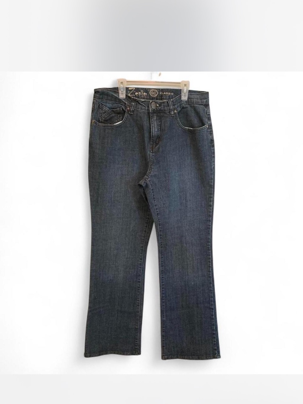 Zenim women’s Flate Jeans in Dark Blue-Wash size 10